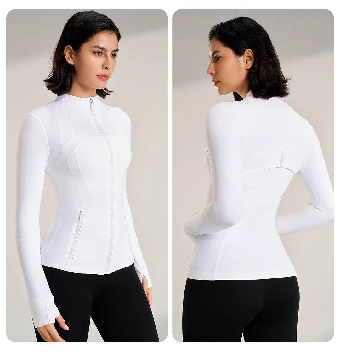 Breathable Zip-Up Sport Jacket | Women's Fitted Athletic Windbreaker 8