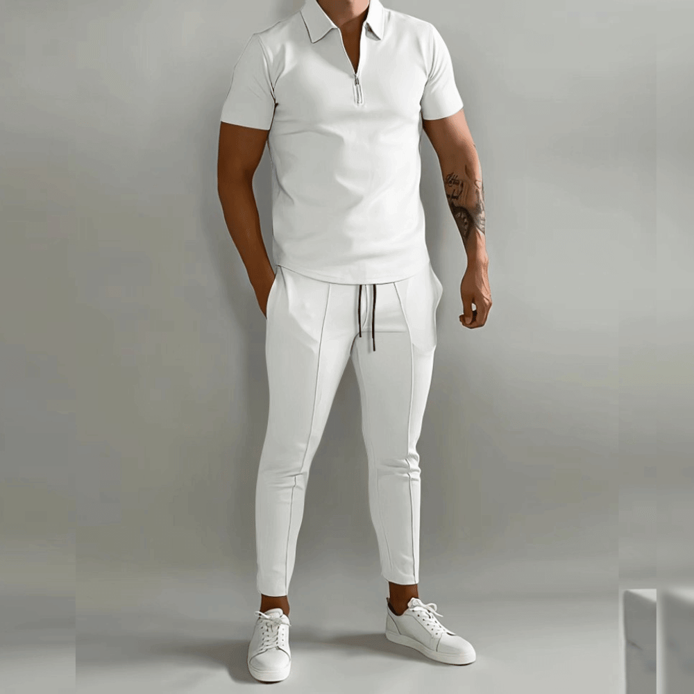 Men's Elegant Polo Shirt and Trousers Set | Smart Casual Outfit 5