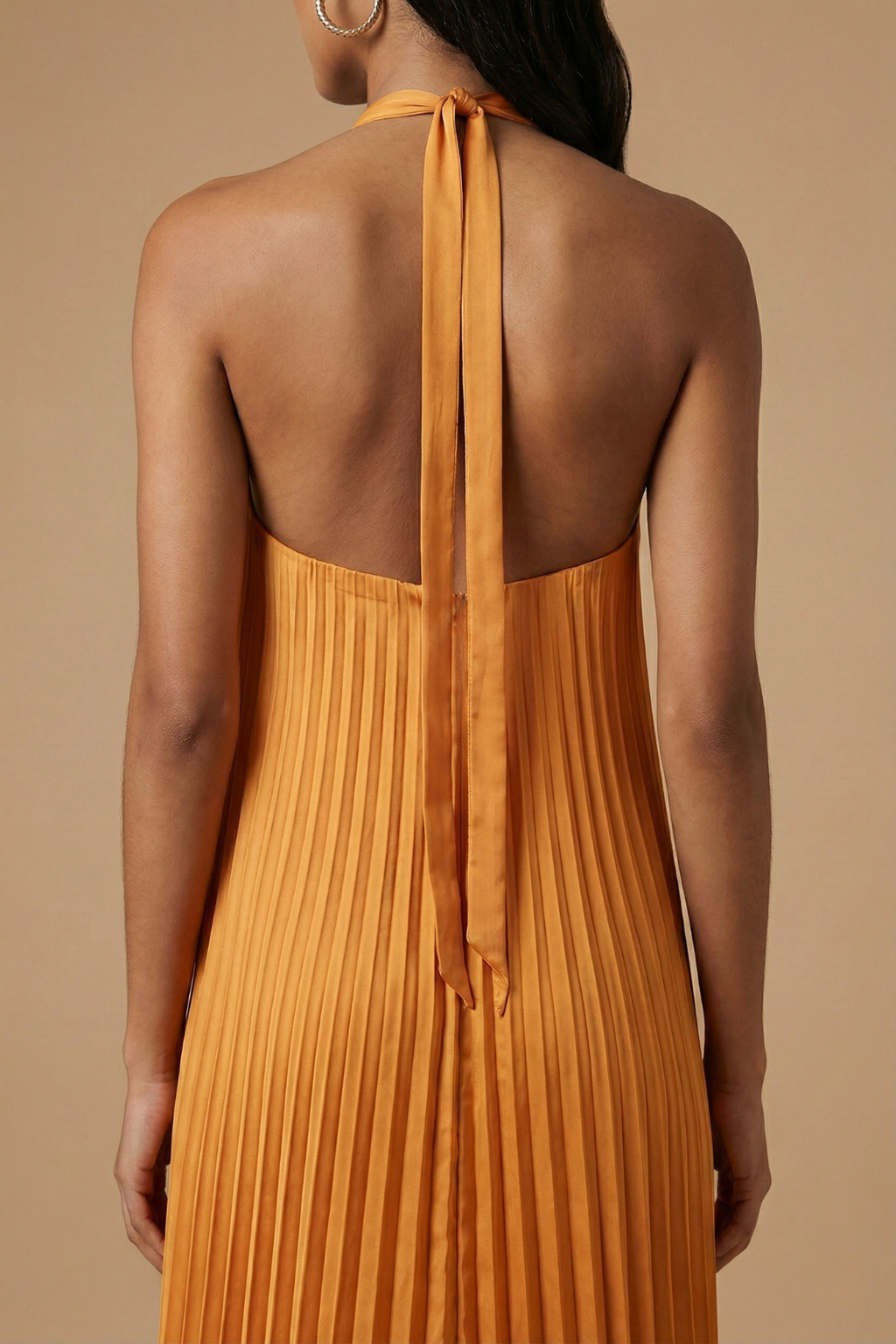 Open Back Halter Pleated Maxi Dress | Women's Evening Dress 4