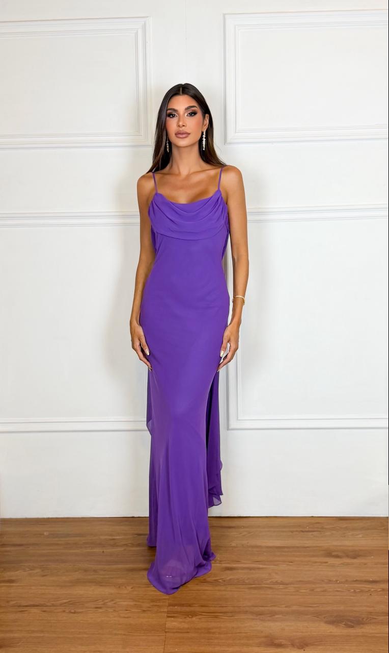 Purple Cowl Neck Maxi Dress | Women's Summer Cocktail Dress 3