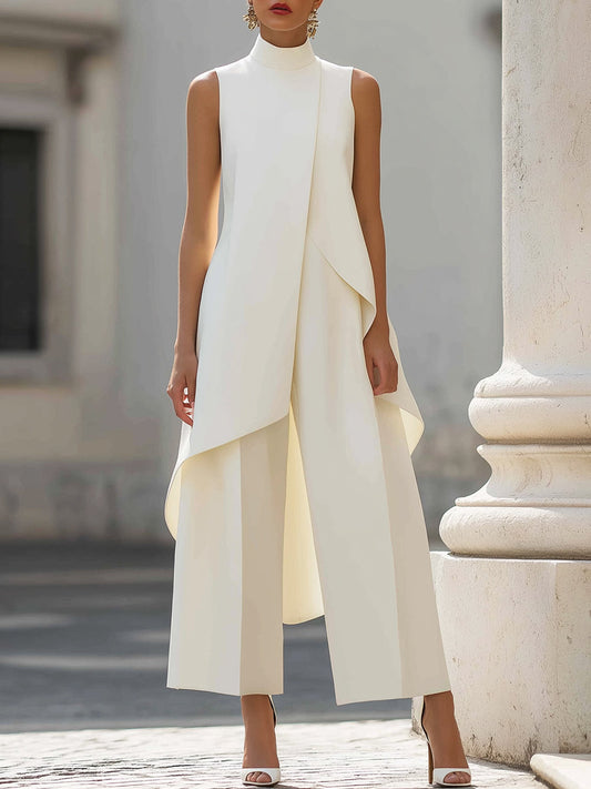 Avelisse | Women's Suit with Asymmetrical Top & Wide-Leg Trousers 0