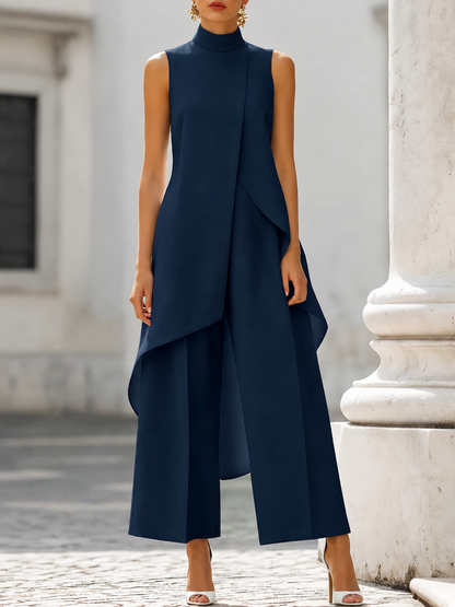Avelisse | Women's Suit with Asymmetrical Top & Wide-Leg Trousers 10
