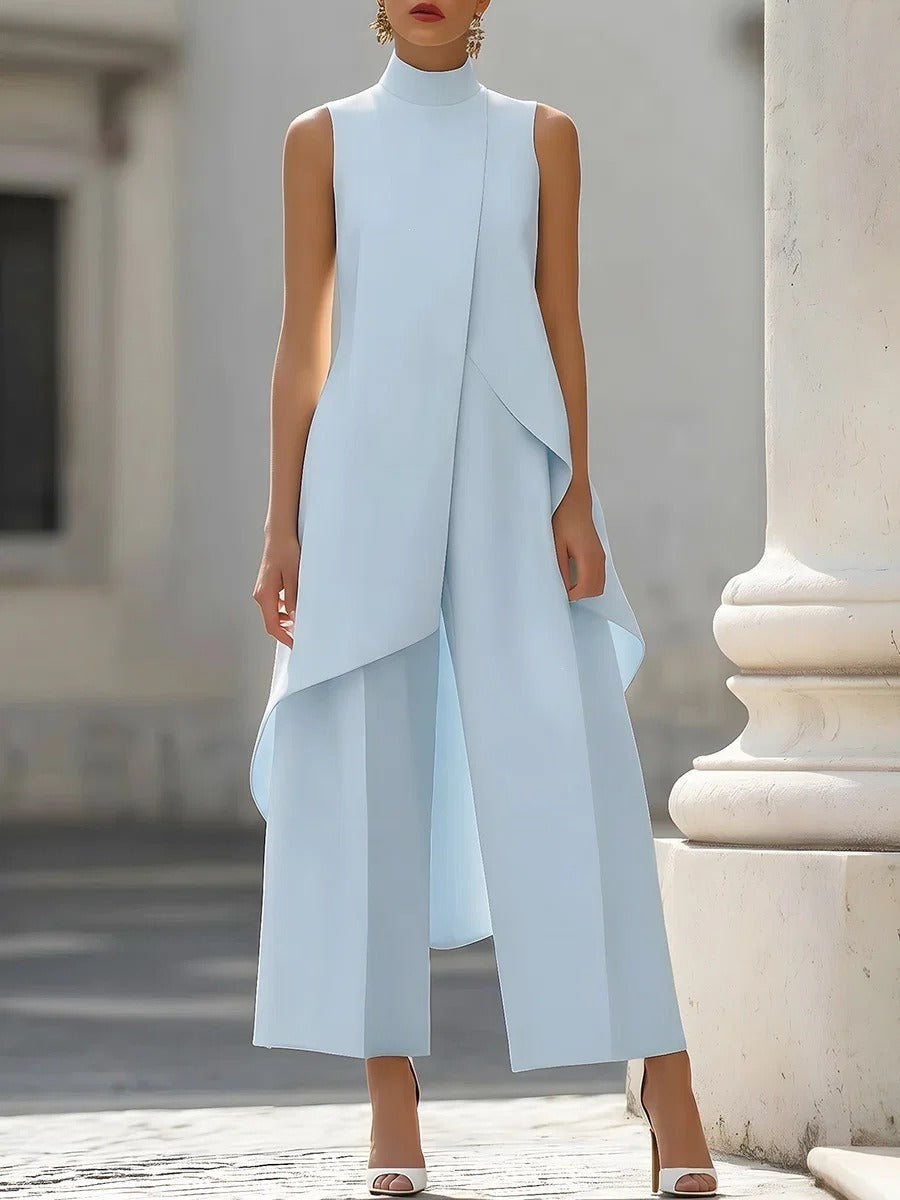Avelisse | Women's Suit with Asymmetrical Top & Wide-Leg Trousers 11