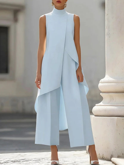 Avelisse | Women's Suit with Asymmetrical Top & Wide-Leg Trousers 11