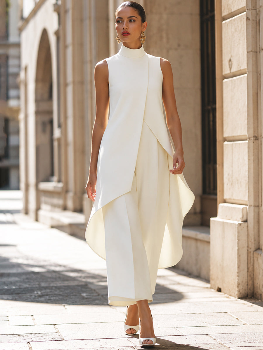 Avelisse | Women's Suit with Asymmetrical Top & Wide-Leg Trousers 2