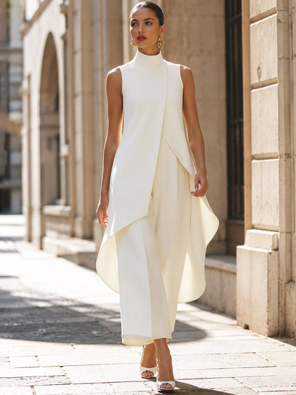 Avelisse | Women's Suit with Asymmetrical Top & Wide-Leg Trousers 2