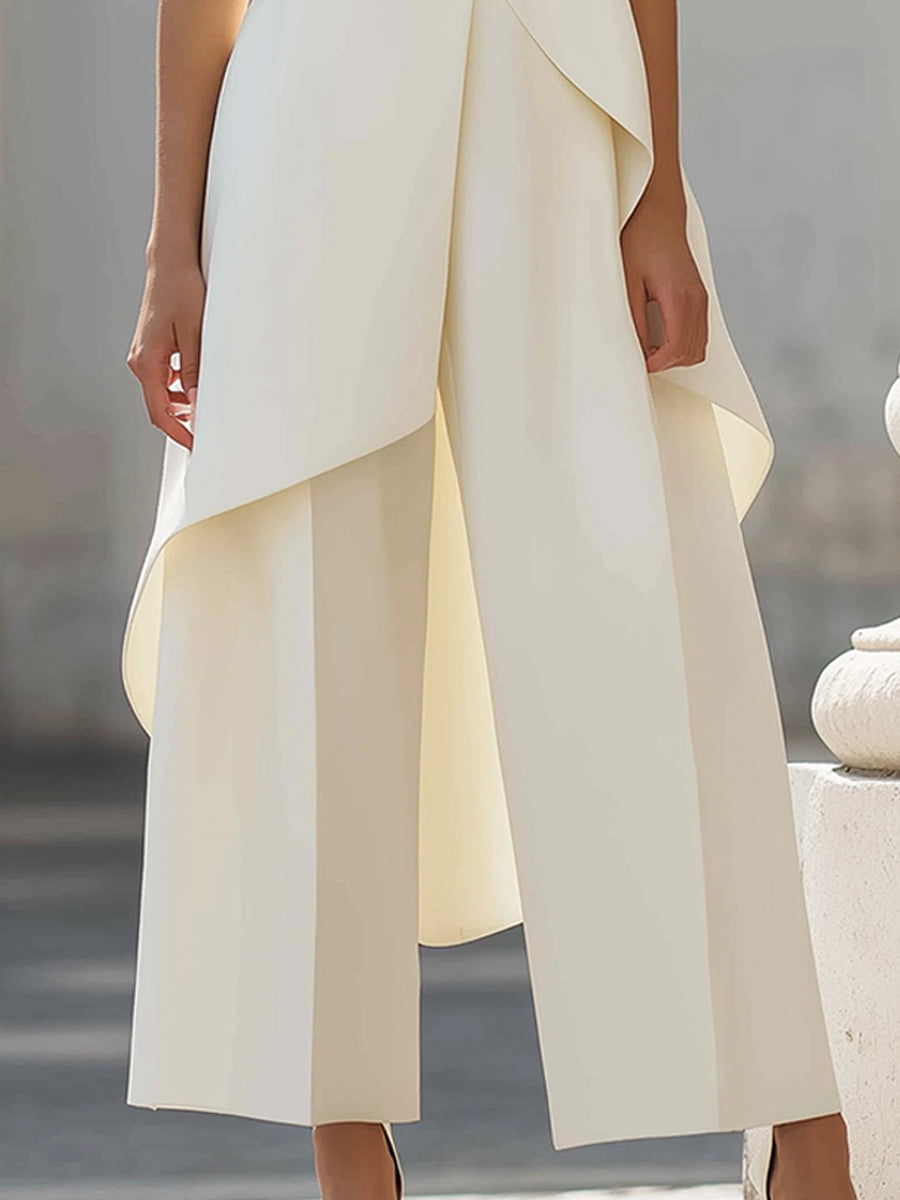 Avelisse | Women's Suit with Asymmetrical Top & Wide-Leg Trousers 5
