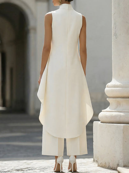 Avelisse | Women's Suit with Asymmetrical Top & Wide-Leg Trousers 6