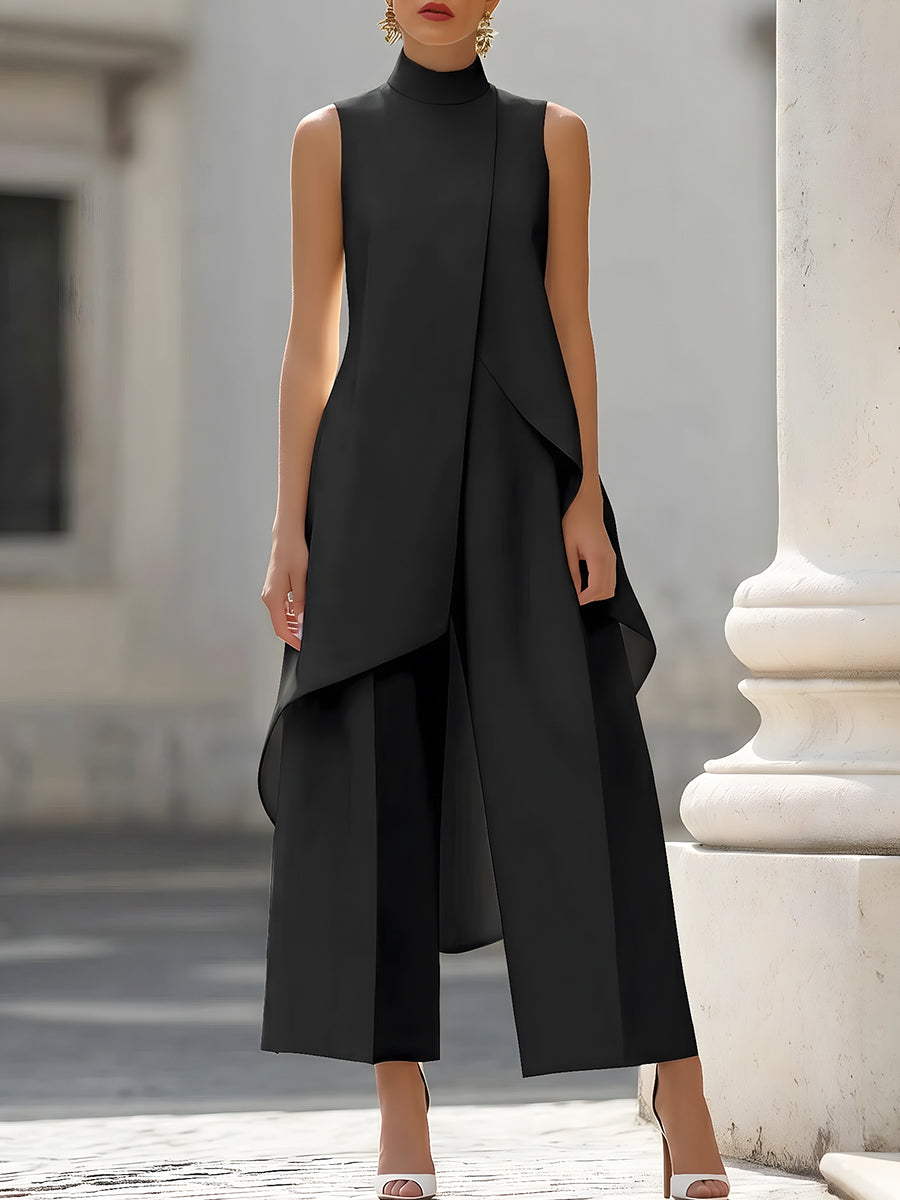 Avelisse | Women's Suit with Asymmetrical Top & Wide-Leg Trousers 7