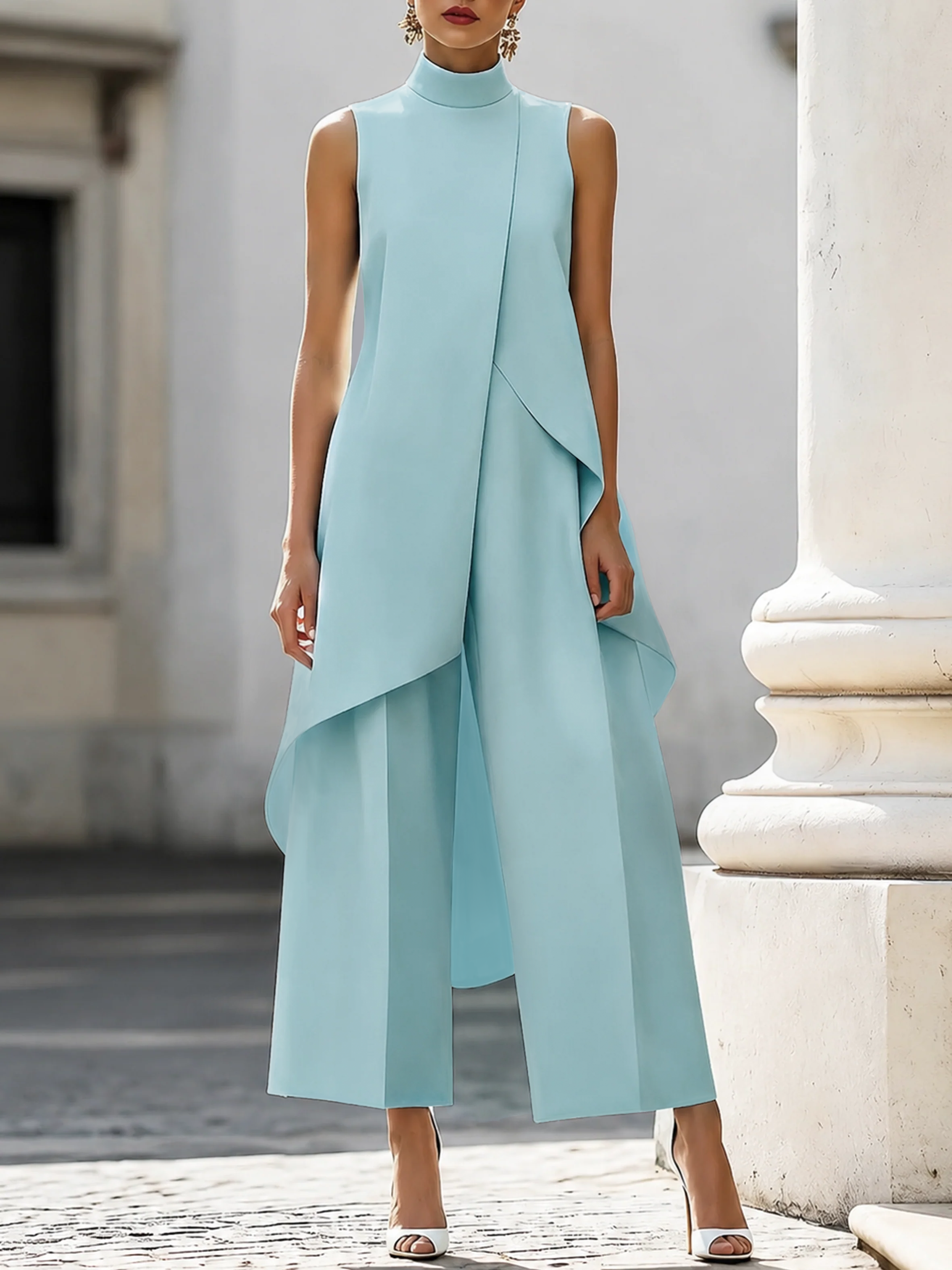 Avelisse | Women's Suit with Asymmetrical Top & Wide-Leg Trousers 9