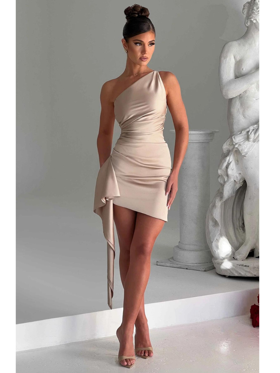 Avery Satin One-Shoulder Short Dress 5