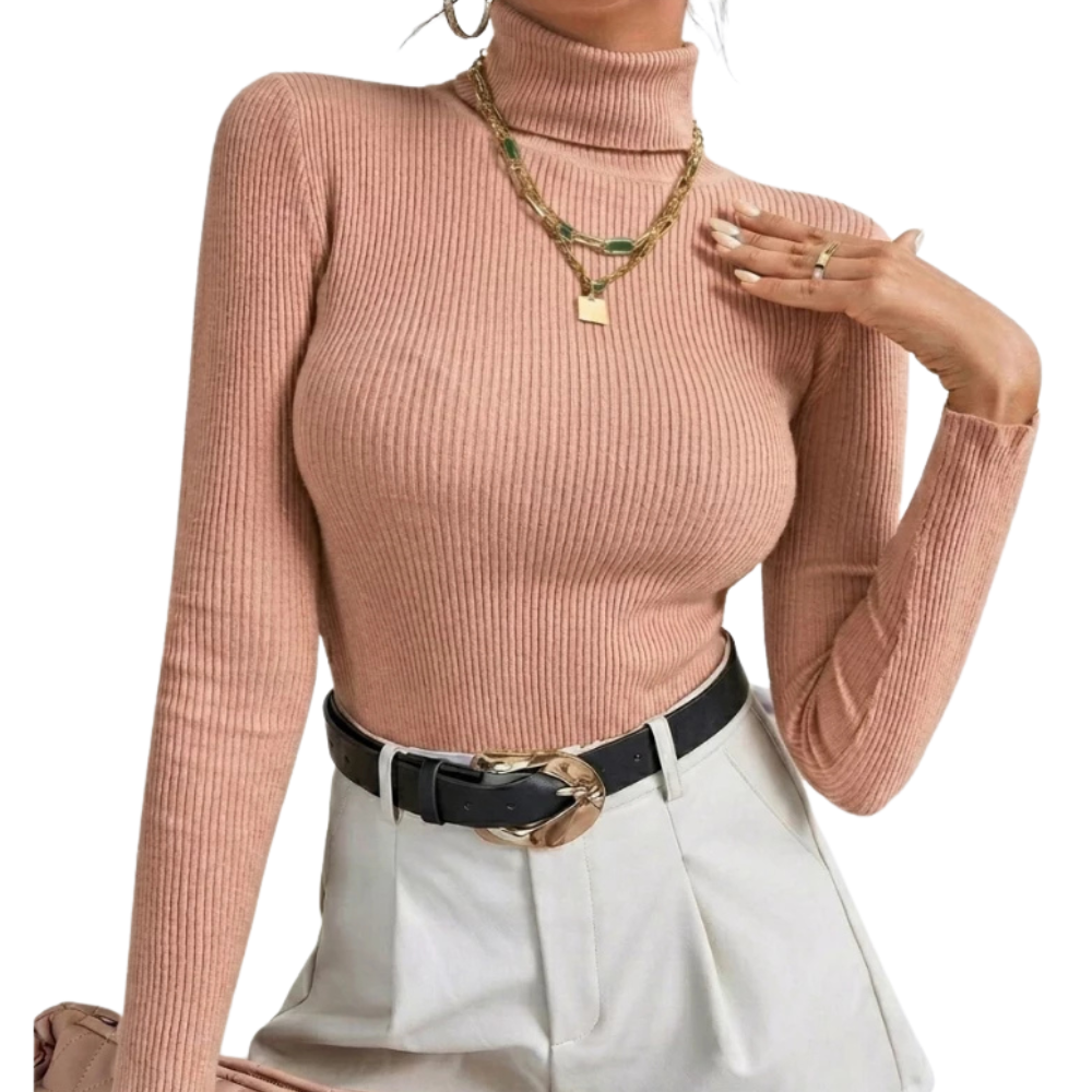Basic High Neck Knitted Blouse for Women | Cacharrel Style 1