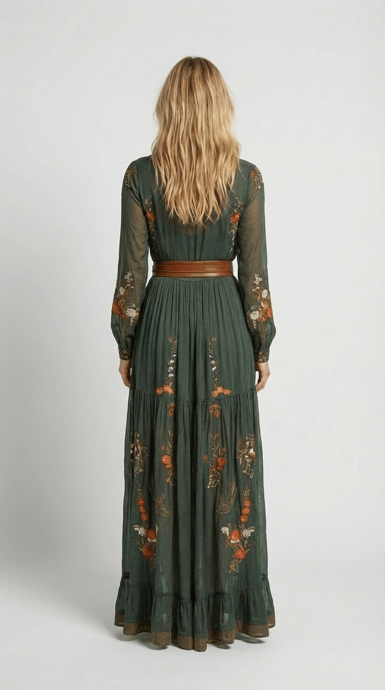 Boho Elegance | Women's Maxi Dress with Long Sleeves 1