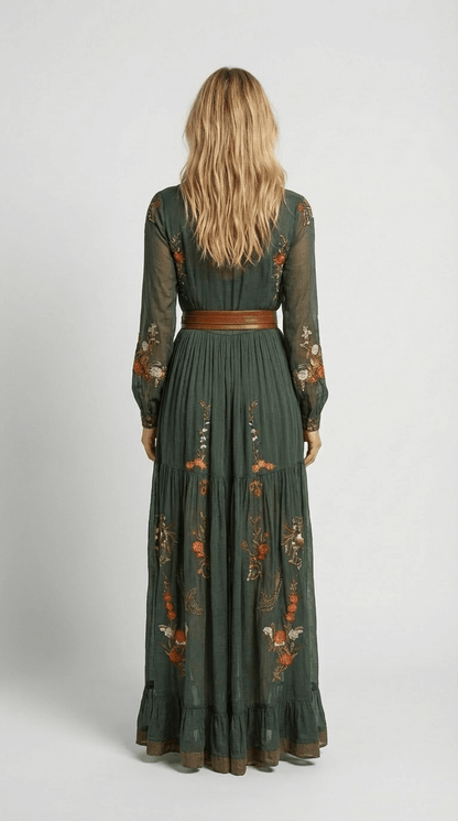 Boho Elegance | Women's Maxi Dress with Long Sleeves 1