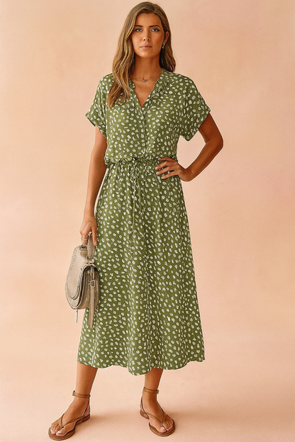 Boho Midi Dress | Women's Summer Dress with Waist Tie 1