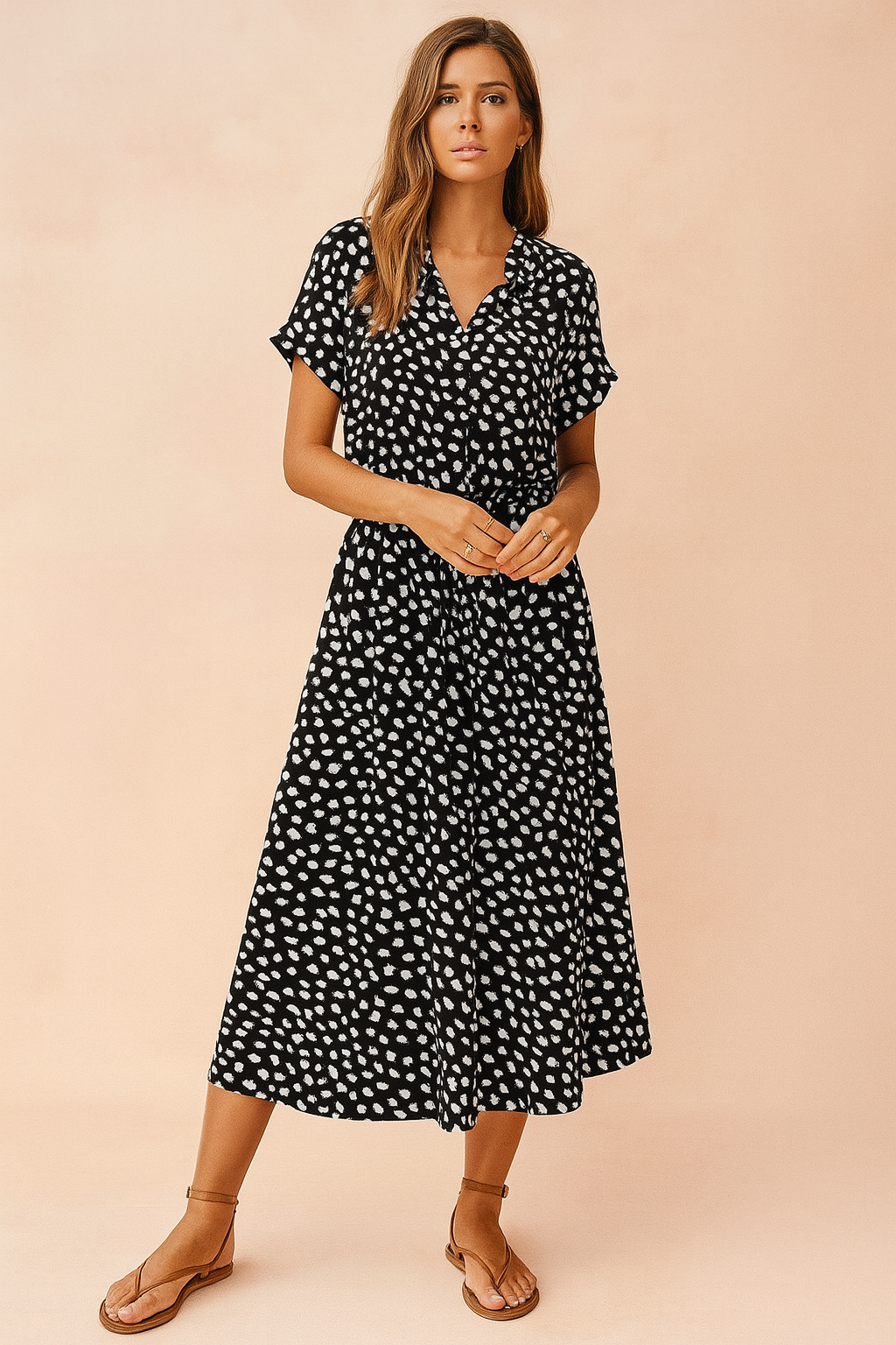 Boho Midi Dress | Women's Summer Dress with Waist Tie 2