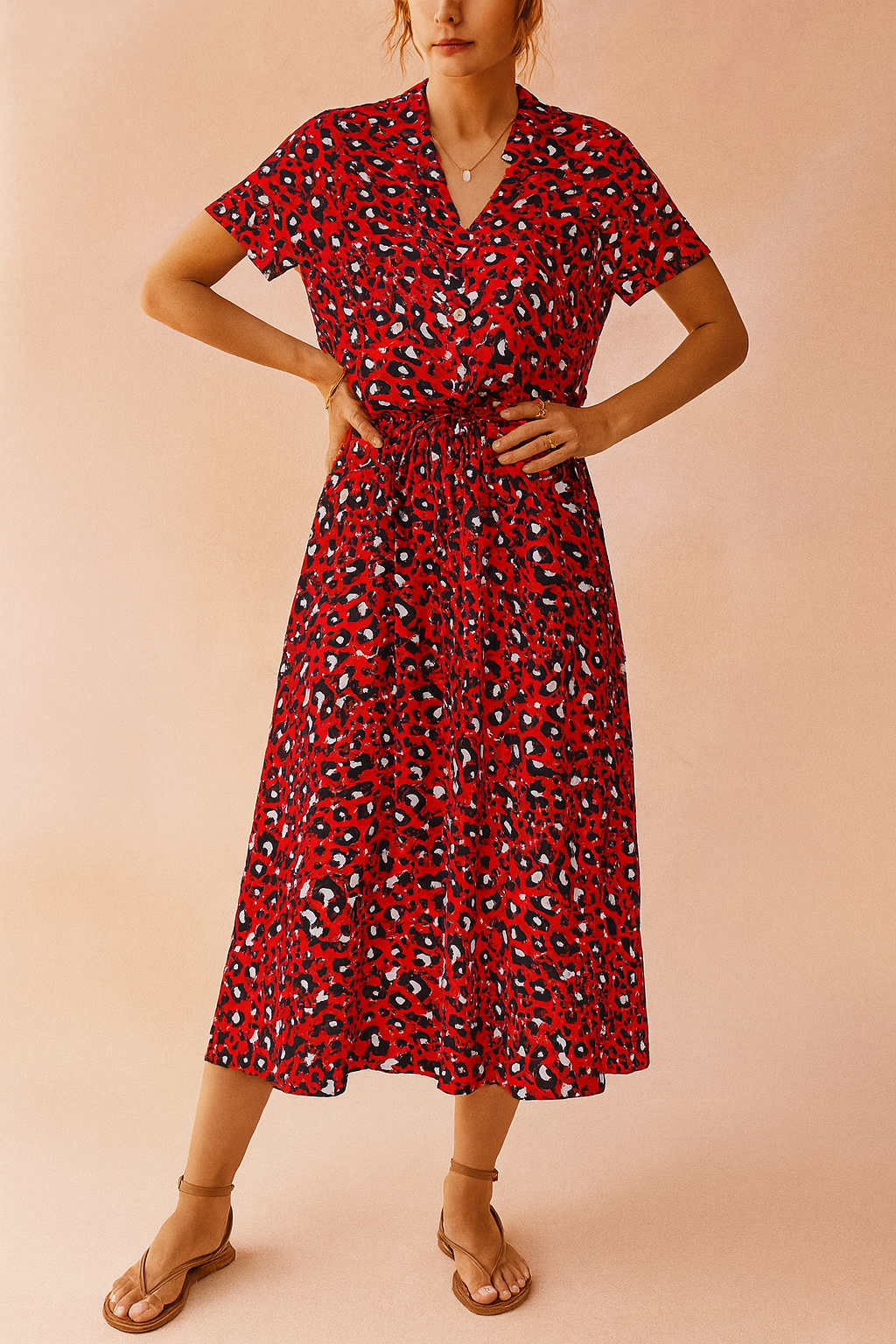 Boho Midi Dress | Women's Summer Dress with Waist Tie 5