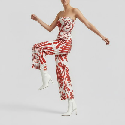 Macacão Sem Alças com Estampa Ousada | Macacão de Moda Feminina