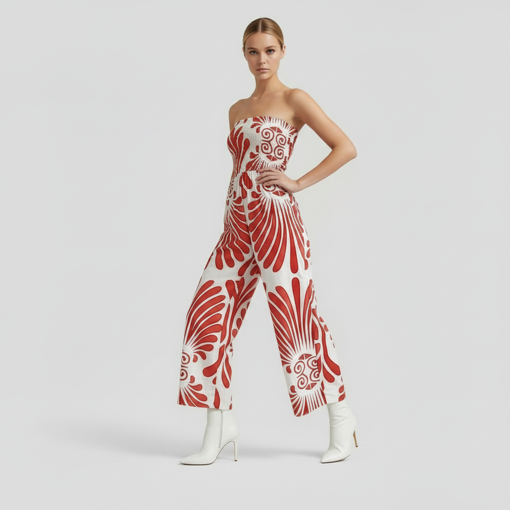Macacão Sem Alças com Estampa Ousada | Macacão de Moda Feminina