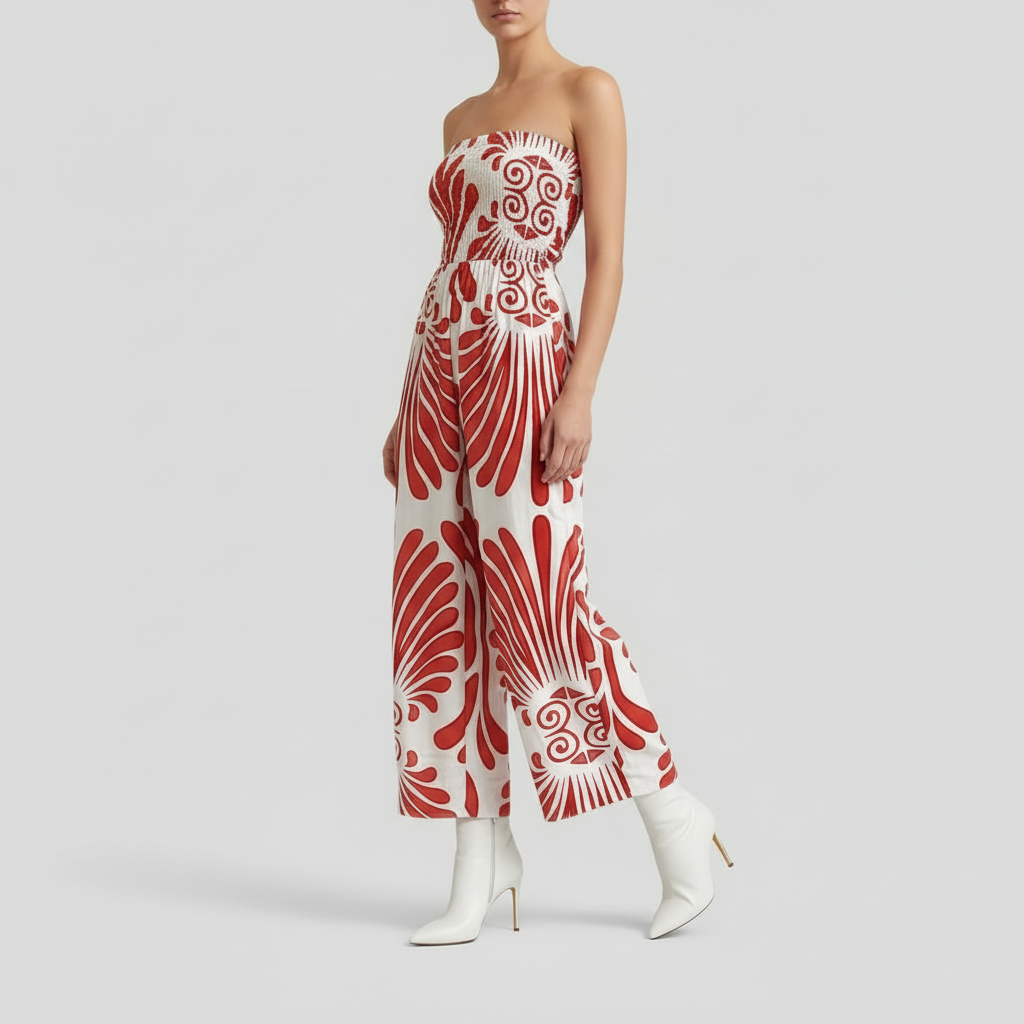 Macacão Sem Alças com Estampa Ousada | Macacão de Moda Feminina