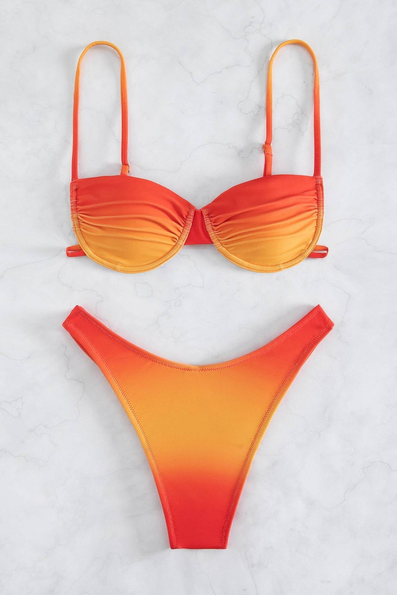 Brook Print Push Up Bikini Set Gradient Color Size M Elastic Fabric 3