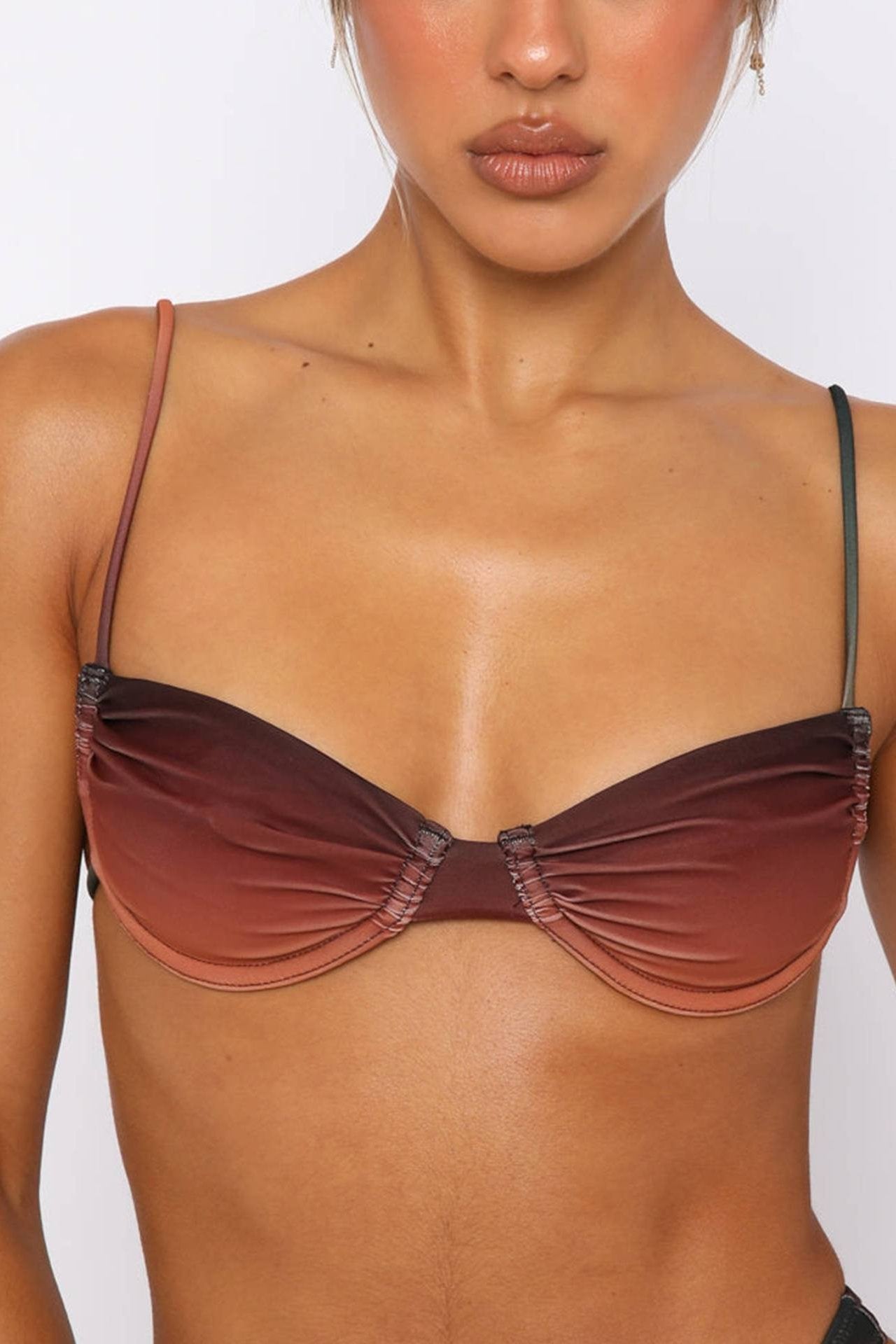 Brook Print Push Up Bikini Set Gradient Color Size M Elastic Fabric 4