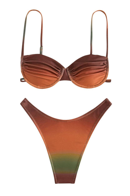 Brook Print Push Up Bikini Set Gradient Color Size M Elastic Fabric 8