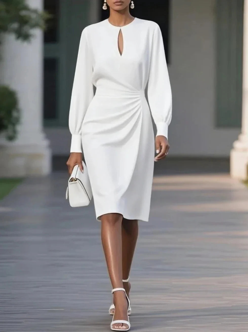 Caliora | Women's Long Sleeve Midi Formal Dress 5
