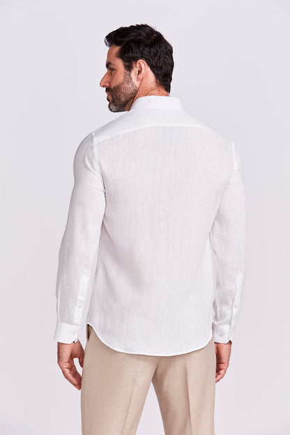 Casual Linen Shirt | White M/L 100% Linen Relaxed Fit 2