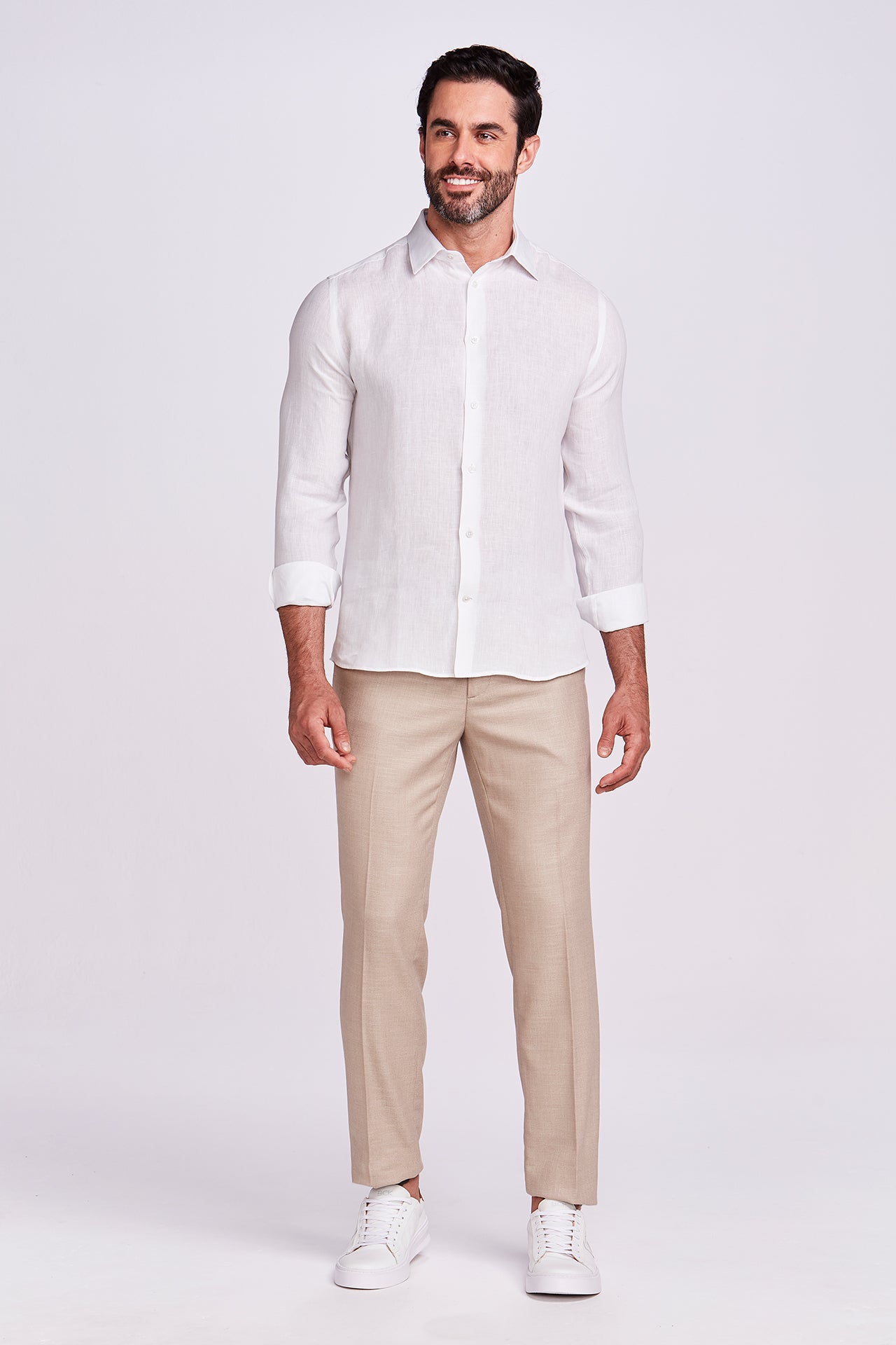 Casual Linen Shirt | White M/L 100% Linen Relaxed Fit 3