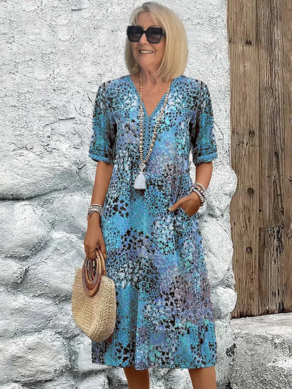 Celeste | Women's Midi Dress with V-Neck 1