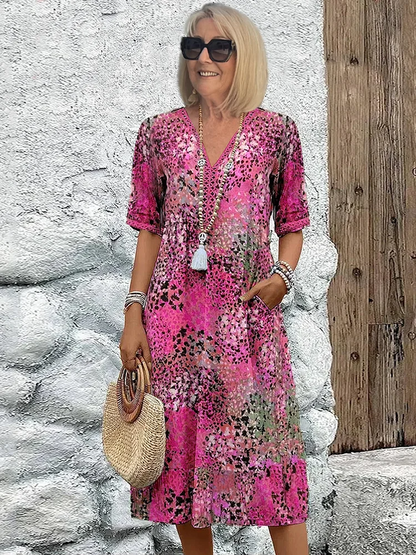 Celeste | Women's Midi Dress with V-Neck 2