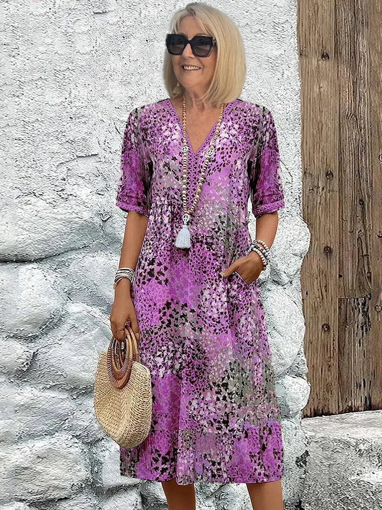 Celeste | Women's Midi Dress with V-Neck 3