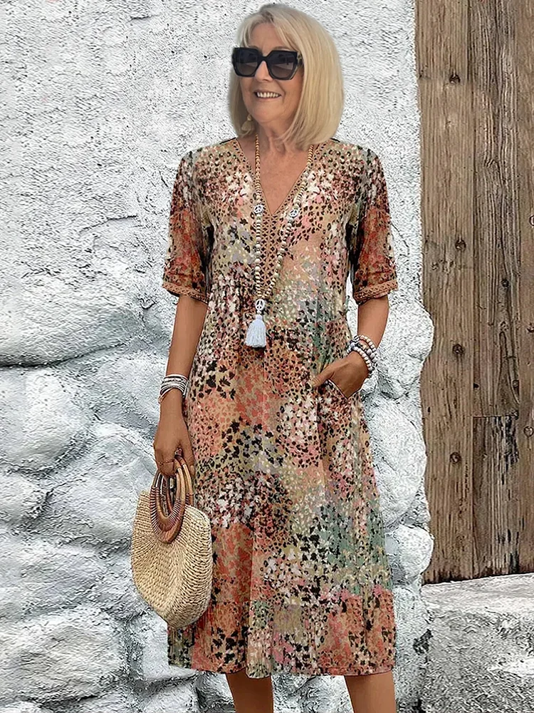 Celeste | Women's Midi Dress with V-Neck 4