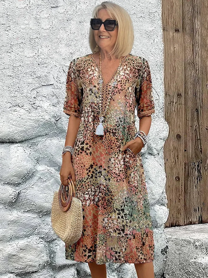 Celeste | Women's Midi Dress with V-Neck 4
