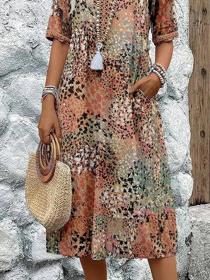 Celeste | Women's Midi Dress with V-Neck 6