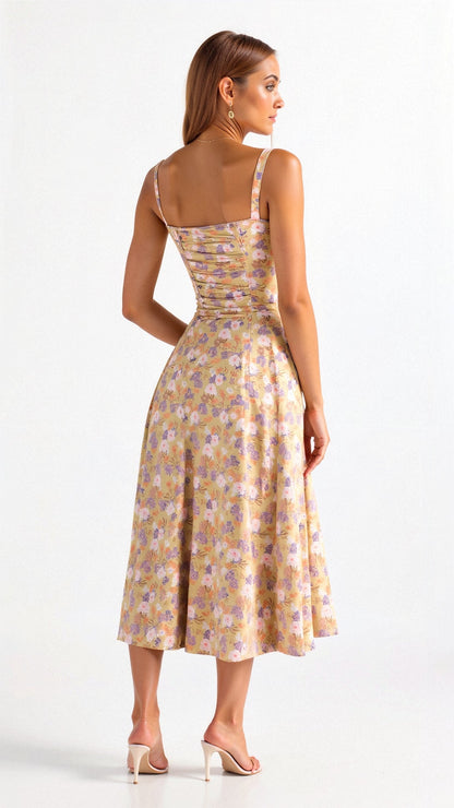 Cerene | Women's Floral Corset Midi Dress for Summer 1