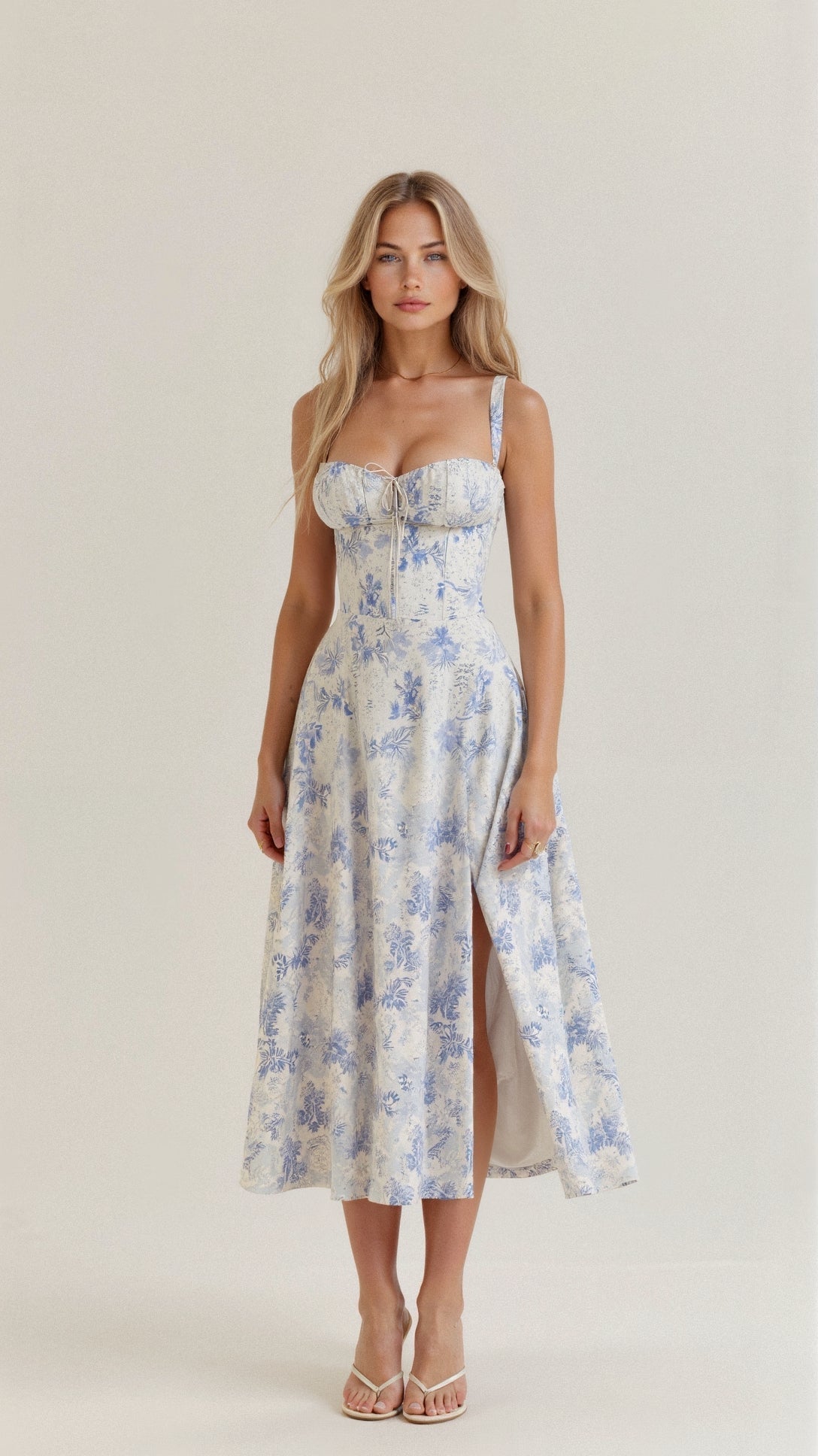 Cerene | Women's Floral Corset Midi Dress for Summer 6