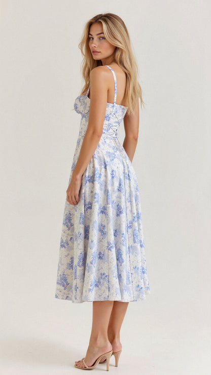 Cerene | Women's Floral Corset Midi Dress for Summer 7