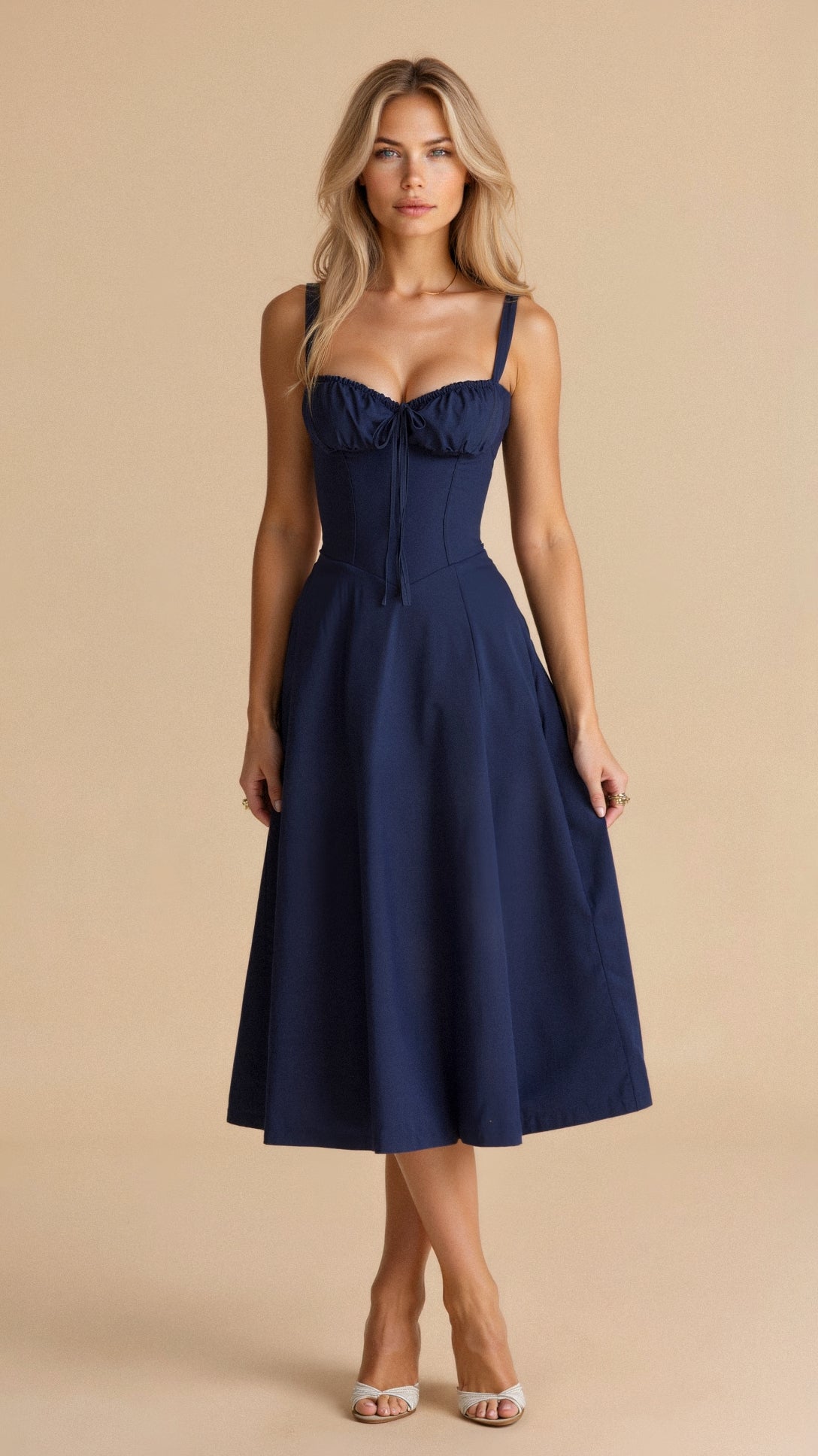 Cerene | Women's Floral Corset Midi Dress for Summer 9
