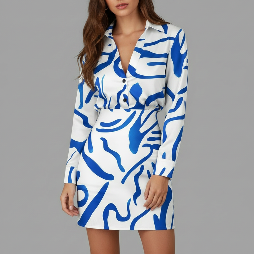 Conjunto de Blusa Retro Chic | Roupa Feminina com Mini Saia