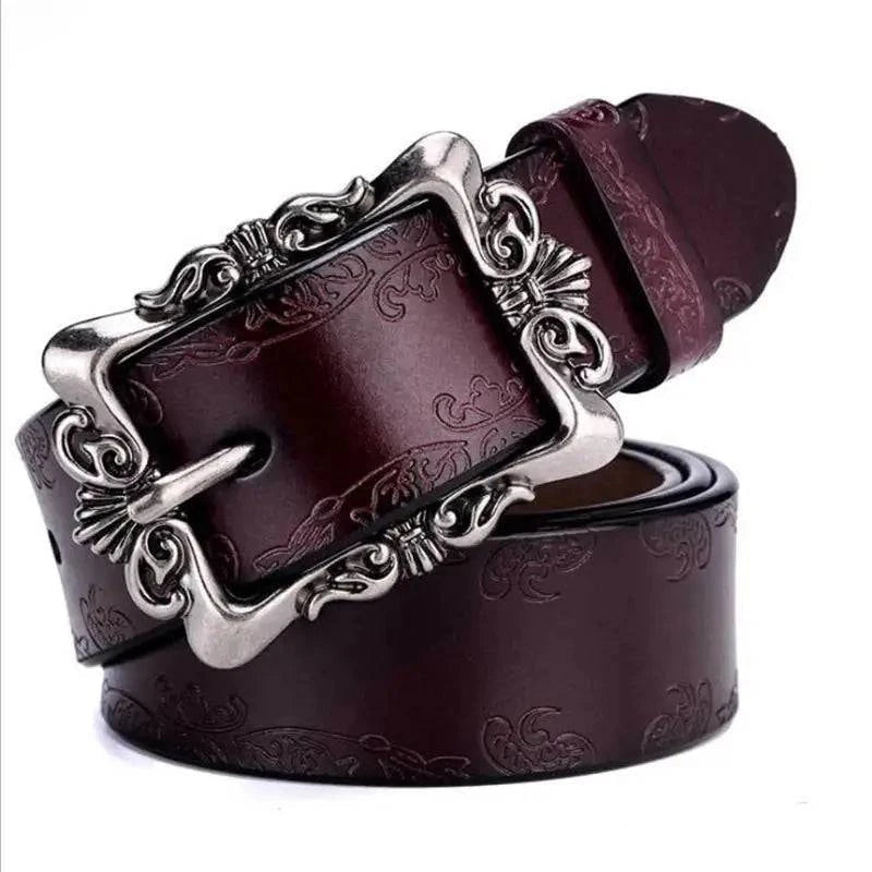 Ornamental Filigree Buckle Belt | Women's Vintage Faux Leather Belt 0