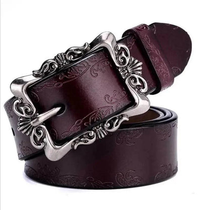 Ornamental Filigree Buckle Belt | Women's Vintage Faux Leather Belt 0