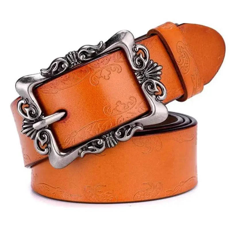 Ornamental Filigree Buckle Belt | Women's Vintage Faux Leather Belt 7