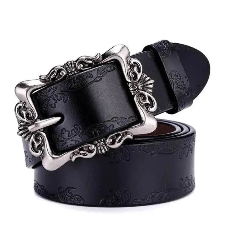 Ornamental Filigree Buckle Belt | Women's Vintage Faux Leather Belt 8