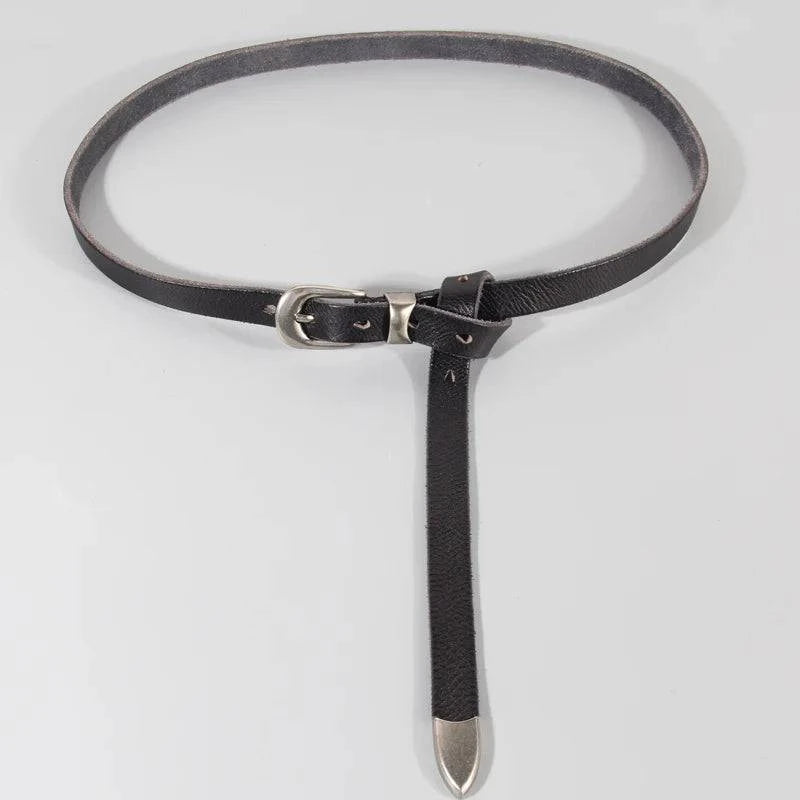 Knotted Strap Leather Belt | Women's Metal-Tip Statement Belt 1