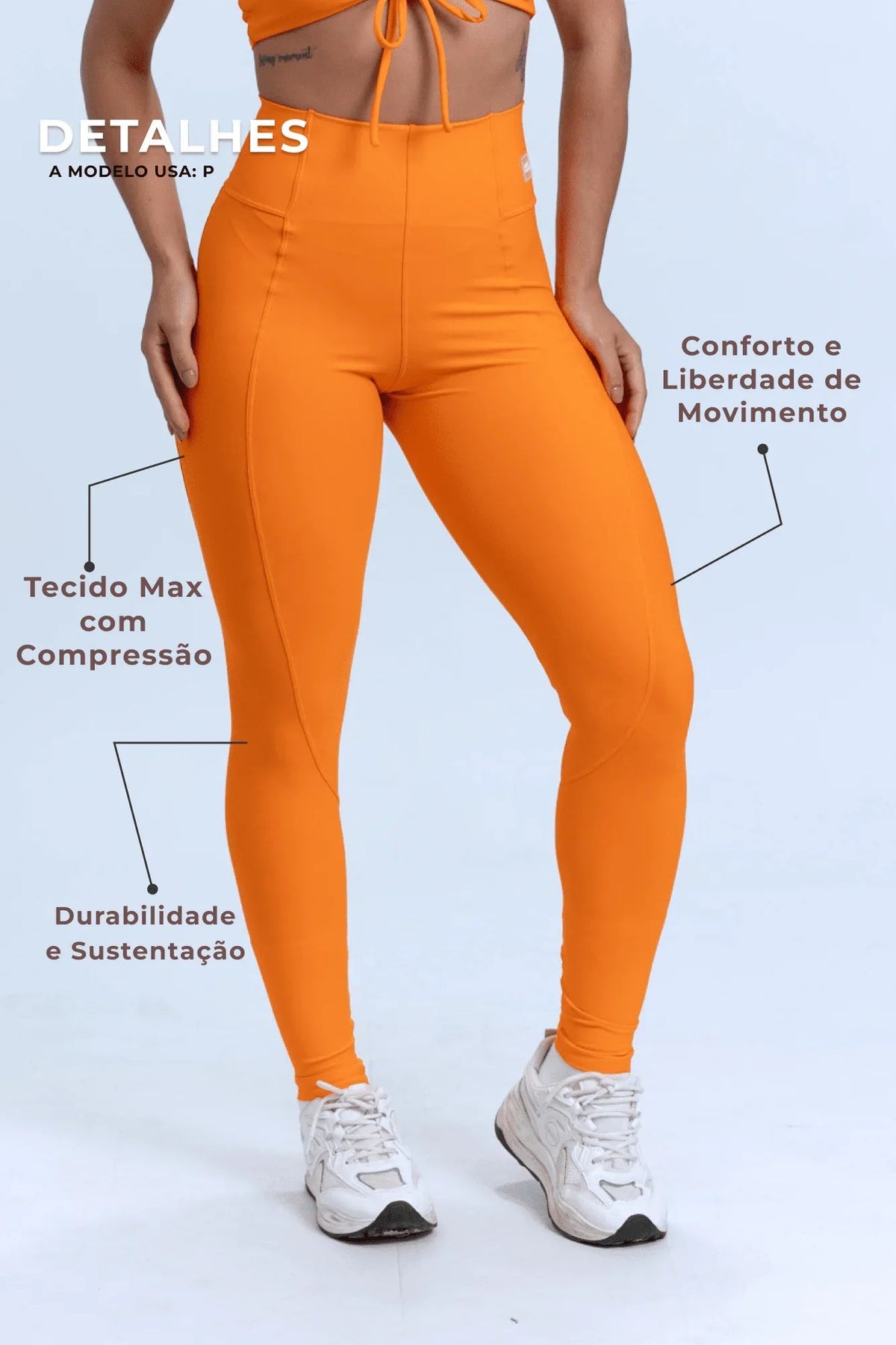 Compression Legging Pants | Tangerine Size S-L Polyamide Elastane 1