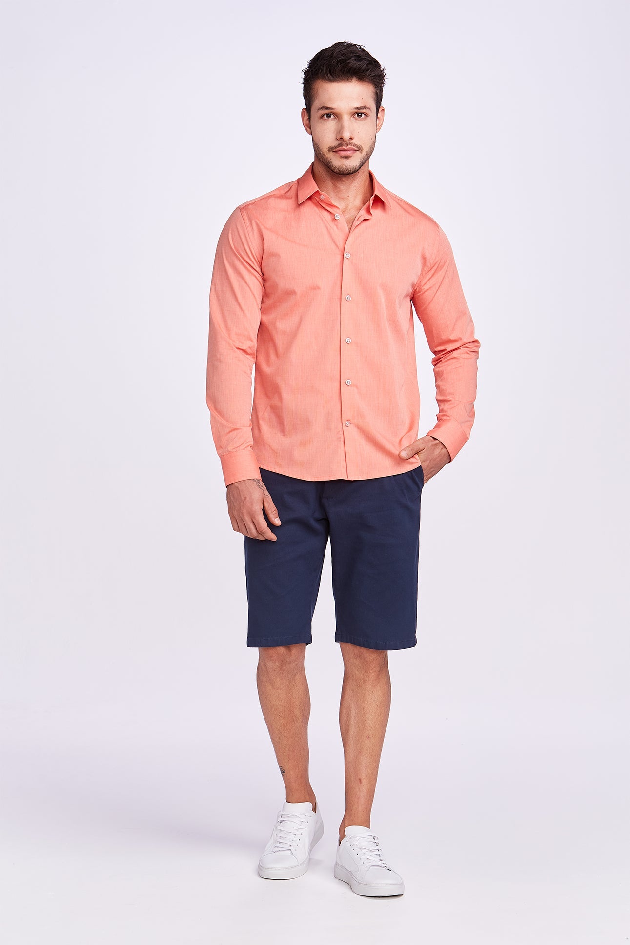 Contemporary Yarn Dyed Shirt | Orange Size M/L Cotton 0