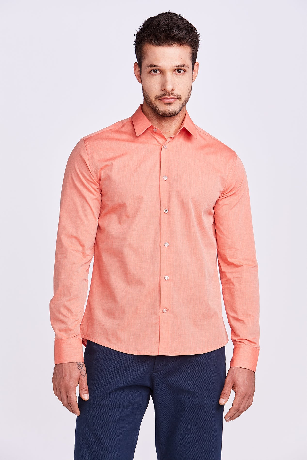 Contemporary Yarn Dyed Shirt | Orange Size M/L Cotton 1