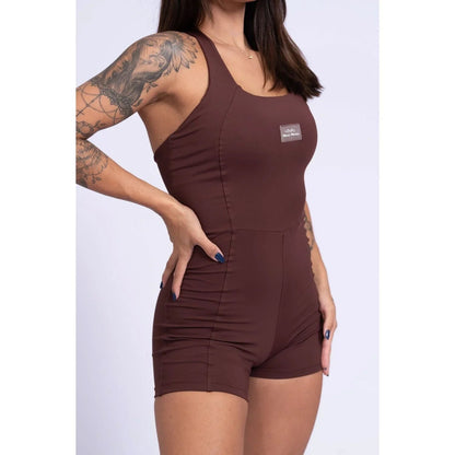 Dark Chocolate Halter Romper | Women's Activewear Size S-M-L Polyamide Elastane 2